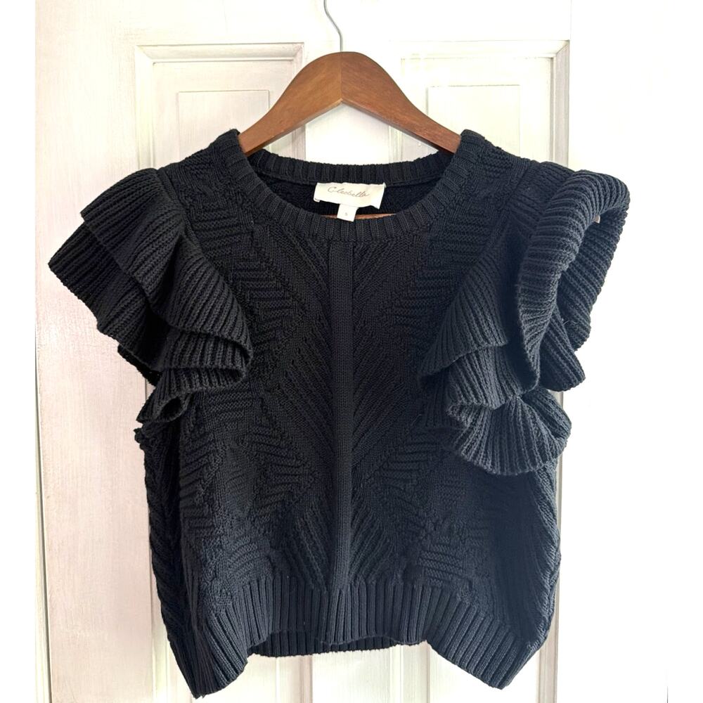 Cleobella Cable Knit Ruffle Sleeveless Sweater Vest - Small